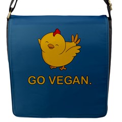 Go Vegan - Cute Chick  Flap Messenger Bag (s) by Valentinaart