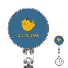 Go Vegan - Cute Chick  Stainless Steel Nurses Watch by Valentinaart