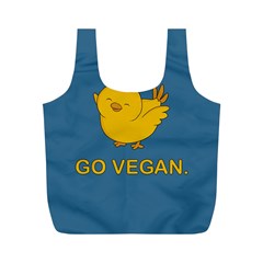 Go Vegan - Cute Chick  Full Print Recycle Bags (m)  by Valentinaart