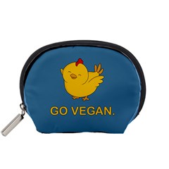 Go Vegan - Cute Chick  Accessory Pouches (small)  by Valentinaart