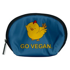 Go Vegan - Cute Chick  Accessory Pouches (medium)  by Valentinaart