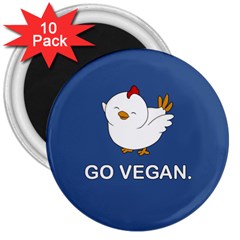 Go Vegan - Cute Chick  3  Magnets (10 Pack)  by Valentinaart