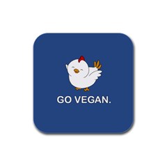 Go Vegan - Cute Chick  Rubber Square Coaster (4 Pack)  by Valentinaart