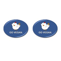 Go Vegan - Cute Chick  Cufflinks (oval) by Valentinaart