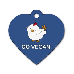 Go Vegan - Cute Chick  Dog Tag Heart (two Sides) by Valentinaart