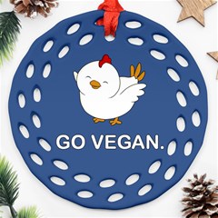 Go Vegan - Cute Chick  Round Filigree Ornament (two Sides) by Valentinaart