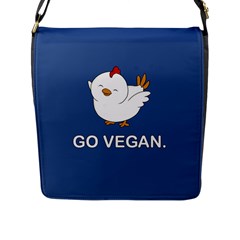 Go Vegan - Cute Chick  Flap Messenger Bag (l)  by Valentinaart