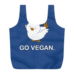 Go Vegan - Cute Chick  Full Print Recycle Bags (l)  by Valentinaart