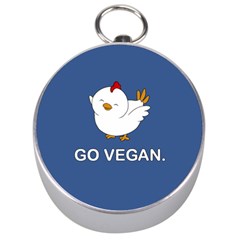 Go Vegan - Cute Chick  Silver Compasses by Valentinaart