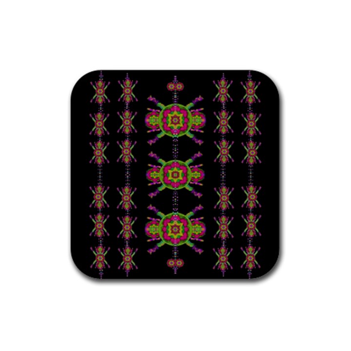 Paradise Flowers In A Decorative Jungle Rubber Coaster (Square) 