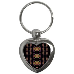 Paradise Flowers In A Decorative Jungle Key Chains (heart)  by pepitasart