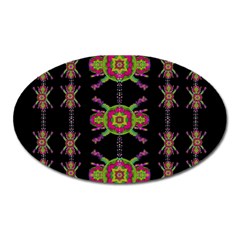 Paradise Flowers In A Decorative Jungle Oval Magnet by pepitasart