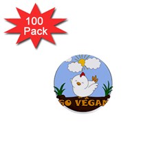 Go Vegan - Cute Chick  1  Mini Buttons (100 Pack)  by Valentinaart