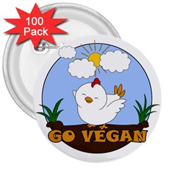 Go Vegan - Cute Chick  3  Buttons (100 Pack)  by Valentinaart