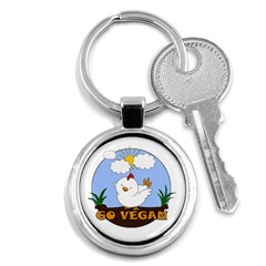 Go Vegan - Cute Chick  Key Chains (round)  by Valentinaart