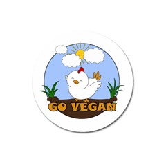 Go Vegan - Cute Chick  Magnet 3  (round)