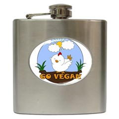 Go Vegan - Cute Chick  Hip Flask (6 Oz) by Valentinaart