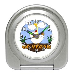 Go Vegan - Cute Chick  Travel Alarm Clocks by Valentinaart