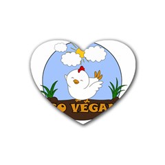 Go Vegan - Cute Chick  Heart Coaster (4 Pack)  by Valentinaart