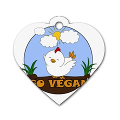 Go Vegan - Cute Chick  Dog Tag Heart (one Side) by Valentinaart