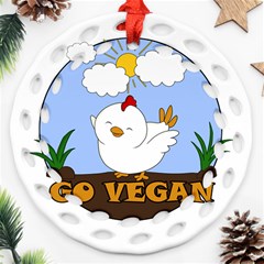 Go Vegan - Cute Chick  Round Filigree Ornament (two Sides) by Valentinaart