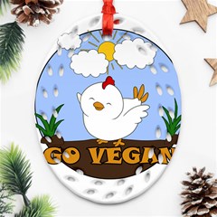 Go Vegan - Cute Chick  Oval Filigree Ornament (two Sides) by Valentinaart