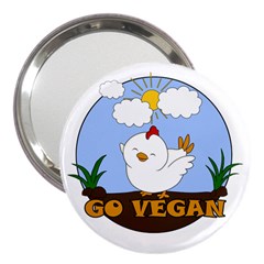 Go Vegan - Cute Chick  3  Handbag Mirrors by Valentinaart