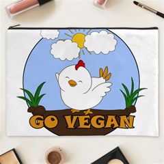 Go Vegan - Cute Chick  Cosmetic Bag (xxxl)  by Valentinaart