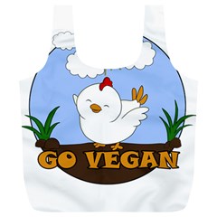 Go Vegan - Cute Chick  Full Print Recycle Bags (l)  by Valentinaart