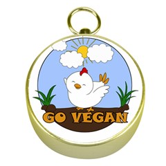 Go Vegan - Cute Chick  Gold Compasses by Valentinaart