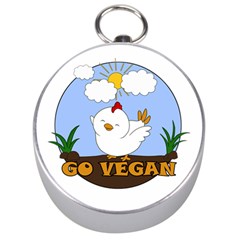 Go Vegan - Cute Chick  Silver Compasses by Valentinaart