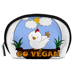 Go Vegan - Cute Chick  Accessory Pouches (large)  by Valentinaart