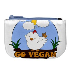 Go Vegan - Cute Chick  Large Coin Purse by Valentinaart