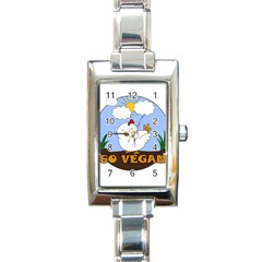 Go Vegan - Cute Chick  Rectangle Italian Charm Watch by Valentinaart