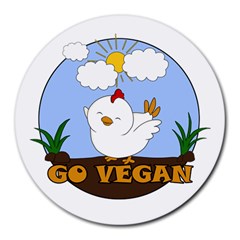 Go Vegan - Cute Chick  Round Mousepads by Valentinaart