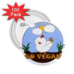 Go Vegan - Cute Chick  2 25  Buttons (100 Pack)  by Valentinaart