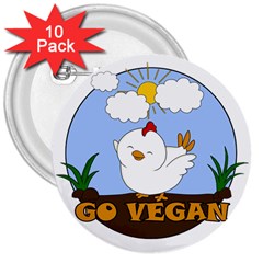 Go Vegan - Cute Chick  3  Buttons (10 Pack)  by Valentinaart