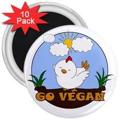 Go Vegan - Cute Chick  3  Magnets (10 Pack)  by Valentinaart