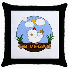 Go Vegan - Cute Chick  Throw Pillow Case (black) by Valentinaart