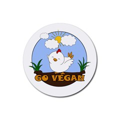 Go Vegan - Cute Chick  Rubber Coaster (round)  by Valentinaart