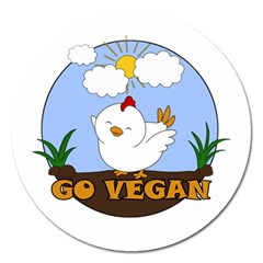 Go Vegan - Cute Chick  Magnet 5  (round) by Valentinaart