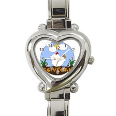 Go Vegan - Cute Chick  Heart Italian Charm Watch by Valentinaart