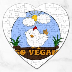 Go Vegan - Cute Chick  Jigsaw Puzzle (heart) by Valentinaart