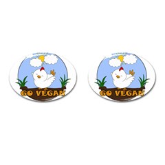 Go Vegan - Cute Chick  Cufflinks (oval) by Valentinaart