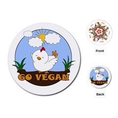 Go Vegan - Cute Chick  Playing Cards (round)  by Valentinaart