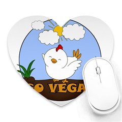 Go Vegan - Cute Chick  Heart Mousepads by Valentinaart