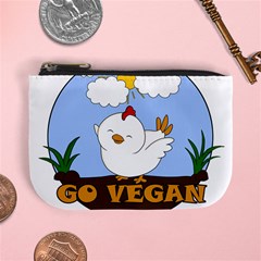 Go Vegan - Cute Chick  Mini Coin Purses by Valentinaart