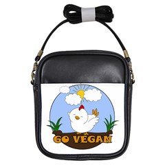 Go Vegan - Cute Chick  Girls Sling Bags by Valentinaart