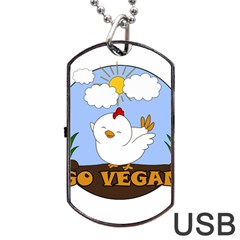 Go Vegan - Cute Chick  Dog Tag Usb Flash (one Side) by Valentinaart