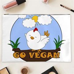 Go Vegan - Cute Chick  Cosmetic Bag (xxl)  by Valentinaart